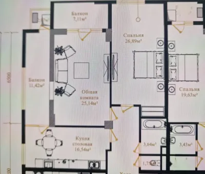 3-комн. квартира, 11 этаж, 120 м², Фирдавси