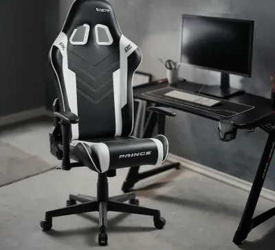 Игровое кресло DXRacer Prince Series черно-белое 2026