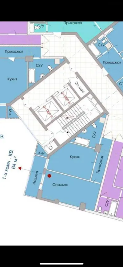 1-комн. квартира, 15 этаж, 64 м², шохмансур