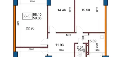 3-комн. квартира, 5 этаж, 98 м², Исмоили Сомони