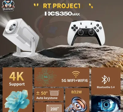 Игровой портативный Проектор с беспроводным геймпадом Projector Game HCS350 max