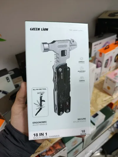 Мультитул Green Lion 18 в 1 Multi-Tool Hammer, черный