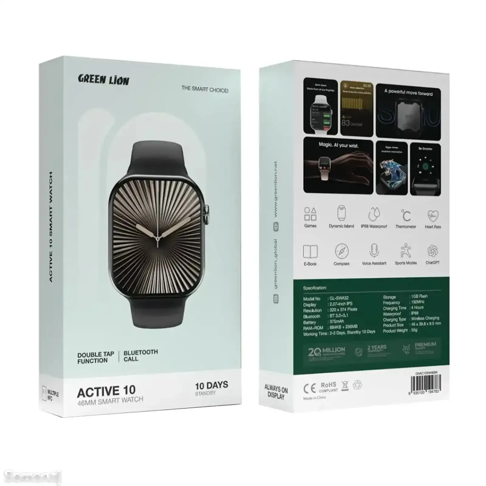 Умные часы Green Lion Active 10 46MM Smart Watch черный