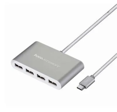 Кабель USB Hoco HB3 Type C to 4USB Silver