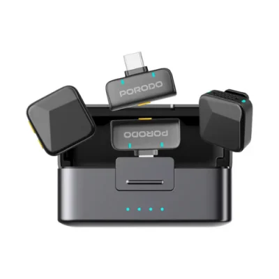 Беспроводной микрофон Porodo Lavalier Microphone with 70mAh Mic + 650mAh  Cabin + Apple & Type-C Connector