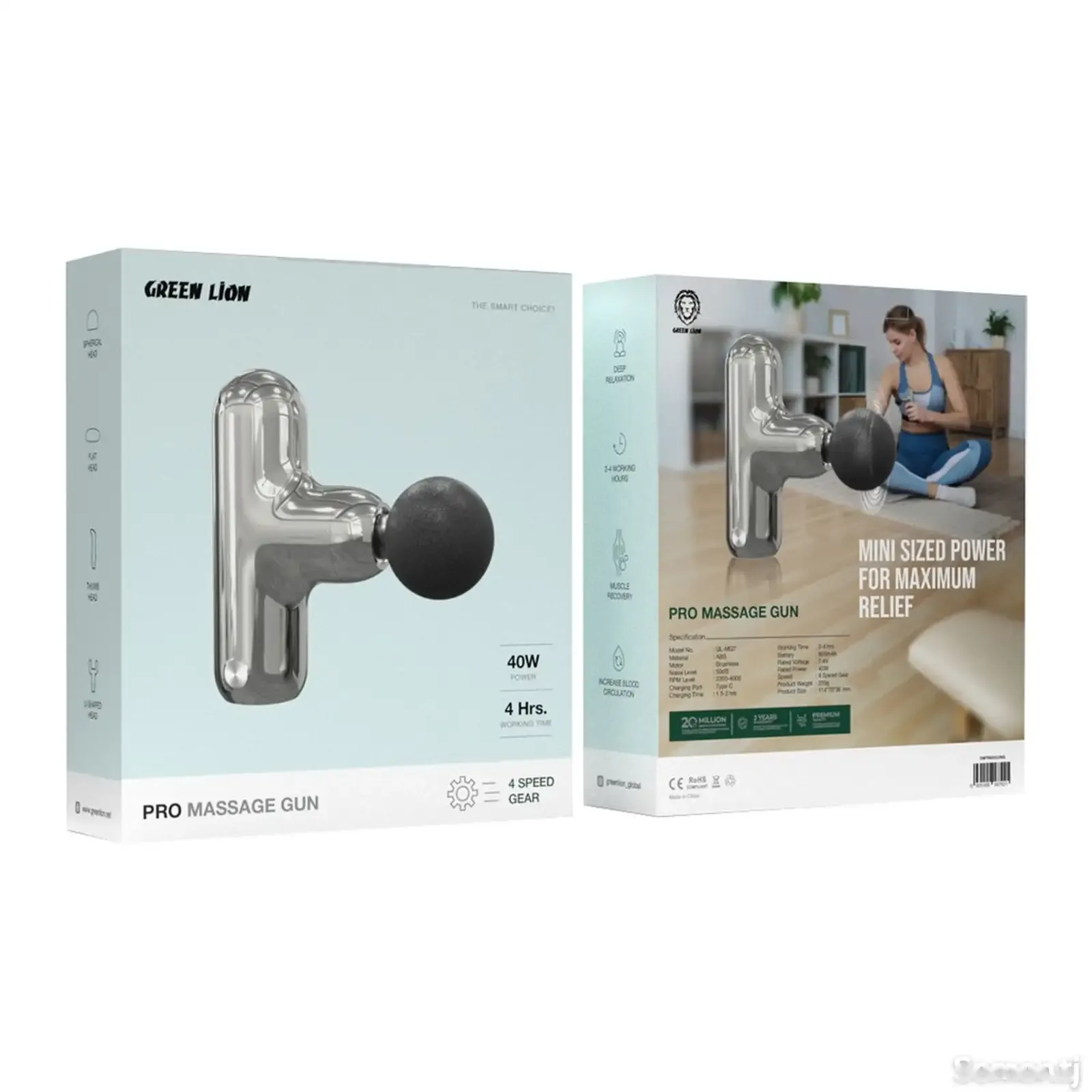 Массажный пистолет Green Lion Pro Massage Gun GNPRMASGUNSL серебро