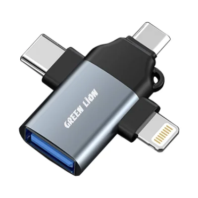 Переходник Green 3 in 1 OTG (  Lightning / Micro / Type-C ) серый