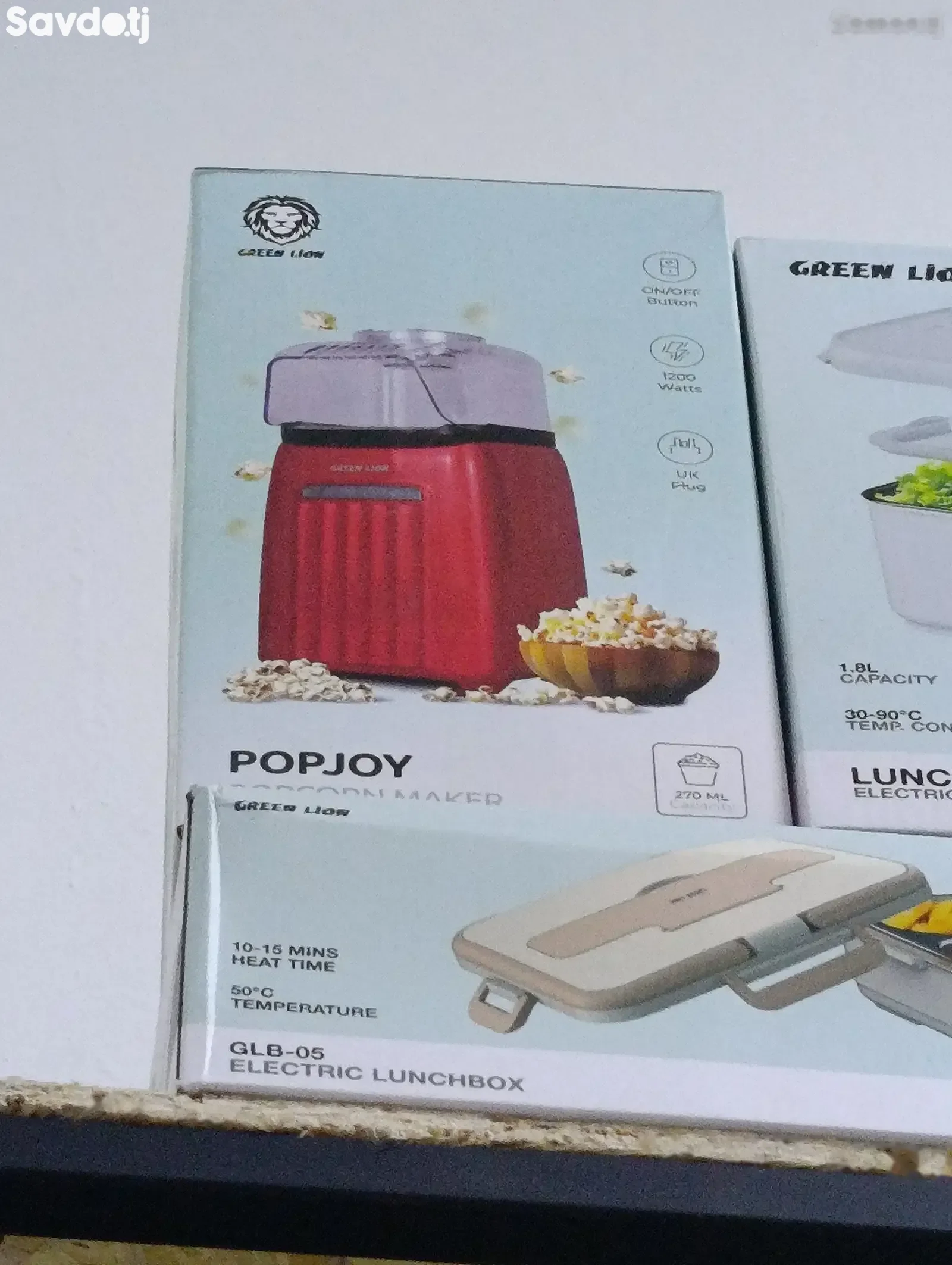 Винтажная попкорница Green Lion PopJoy Pop Corn Maker 1200W 270ML красный