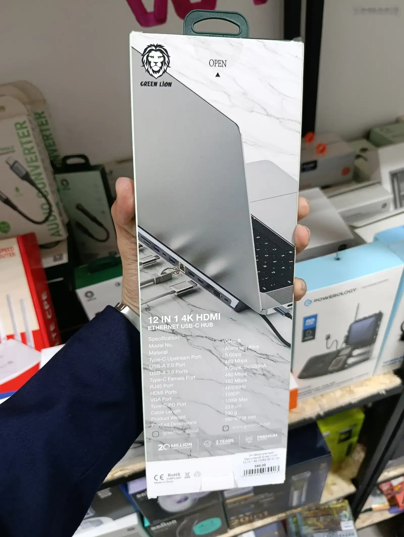 Универсальный Мультихаб Green Lion 12-in-1 4K HDMI Ethernet USB-C Hub