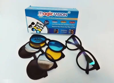Солнцезащитные антибликовые очки с магнитными насадками 5 в 1 Magic vision — миниатюра 2
