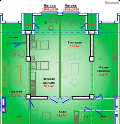 3-комн. квартира, 12 этаж, 160 м², И Сомони