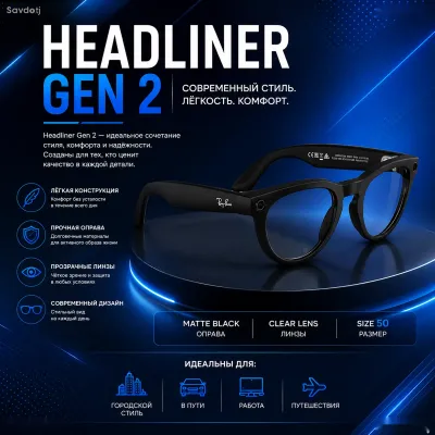 Солнцезащитные очки Headliner Gen 2 Matte Black Clear Lens