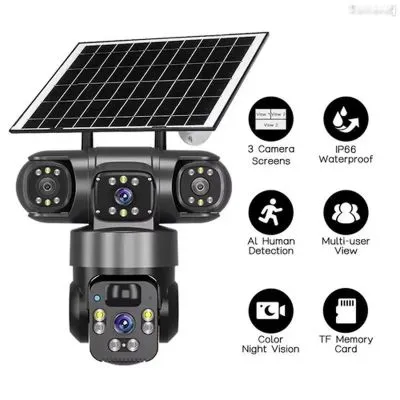 Камера видеонаблюдения PTZ H36-3-G, уличная,8000mAh, ZOOM10X, HD/UHD, 3х4Мп, 4G