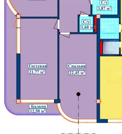 3-комн. квартира, 9 этаж, 91 м², Шохмансур