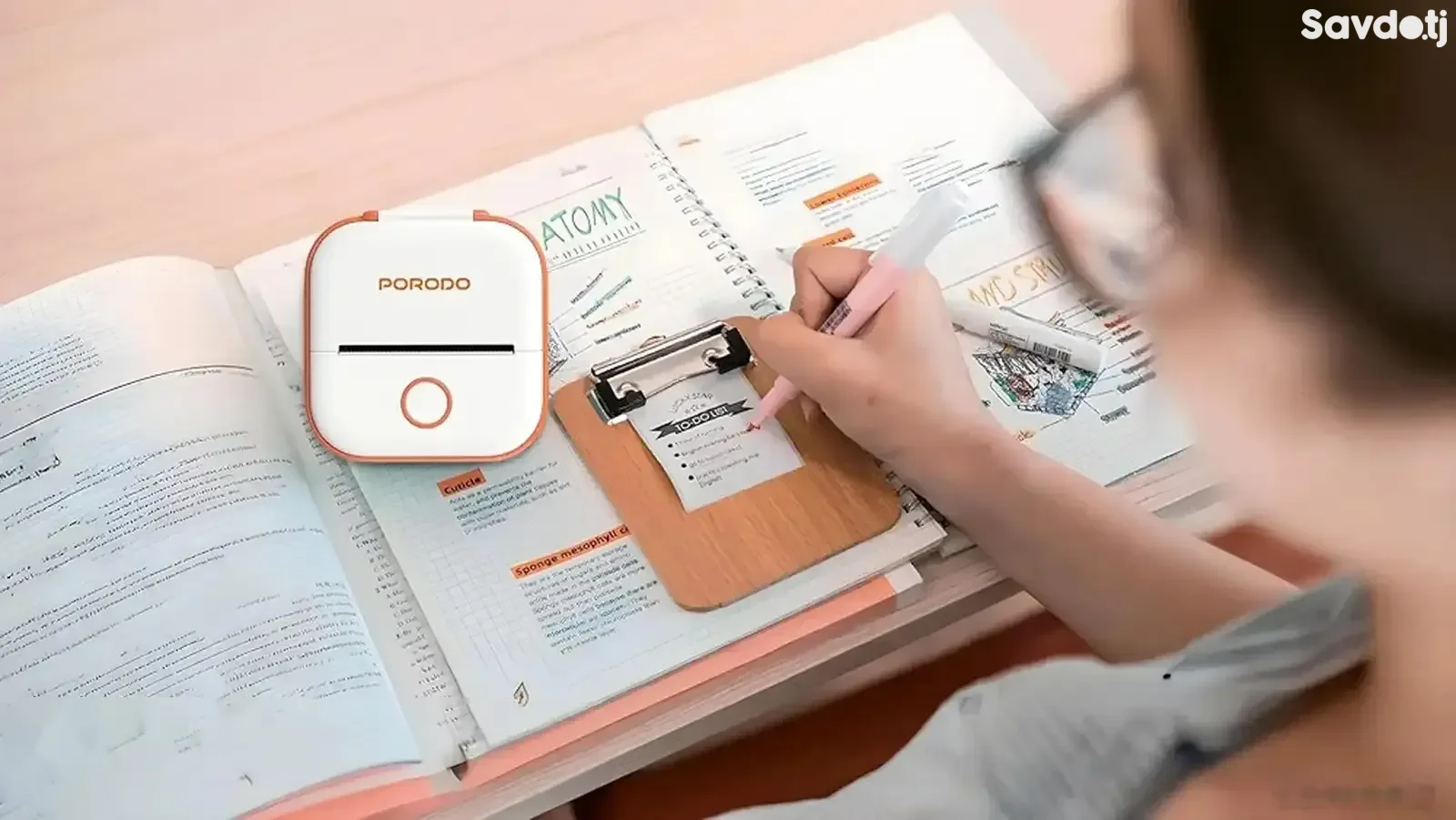 Мини принтер для этикеток Porodo Lifestyle Mini Label Printer бело-оранжевый
