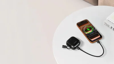 Повербанк Powerology Bahamas Power Bank 10000mAh, быстрая зарядка 22,5 Вт, USB-C и Lightning, черный