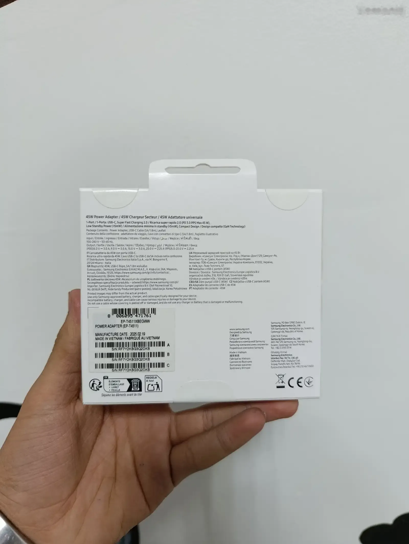 Зарядное устройство Samsung 45W PD USB-C Travel Adapter с кабелем USB Type-C to