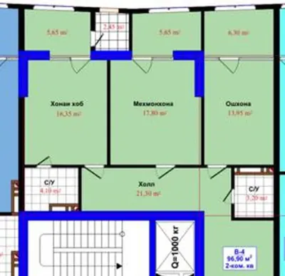 2-комн. квартира, 10 этаж, 96 м², главный Ёвар, Сим-сим, Артель