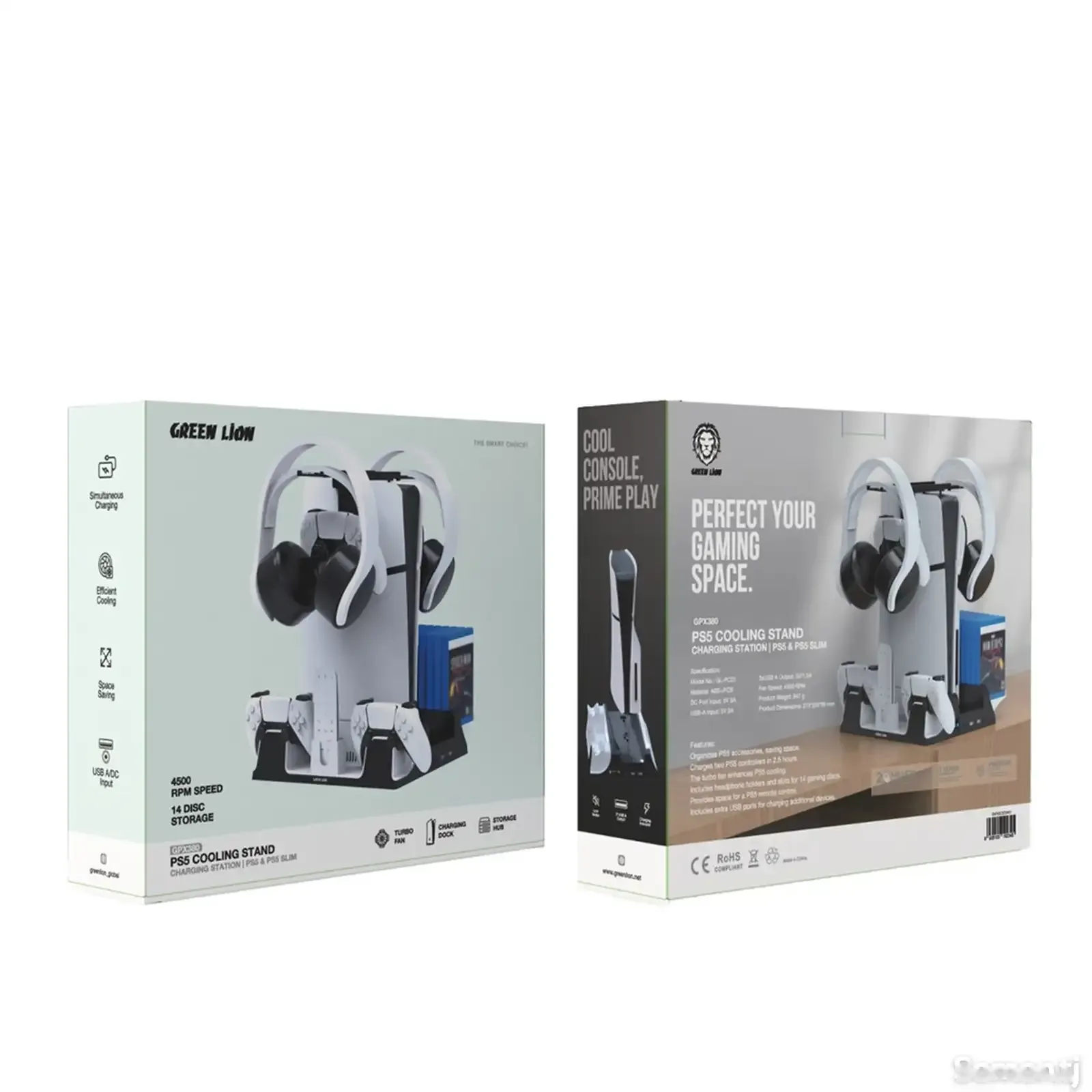 Подставка для охлаждения и зарядная станция Green Lion PS5 GNPS5CSTDWH
