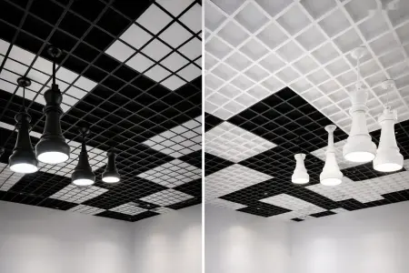 Потолок Грильято белый и чёрный 100x100 — миниатюра 5