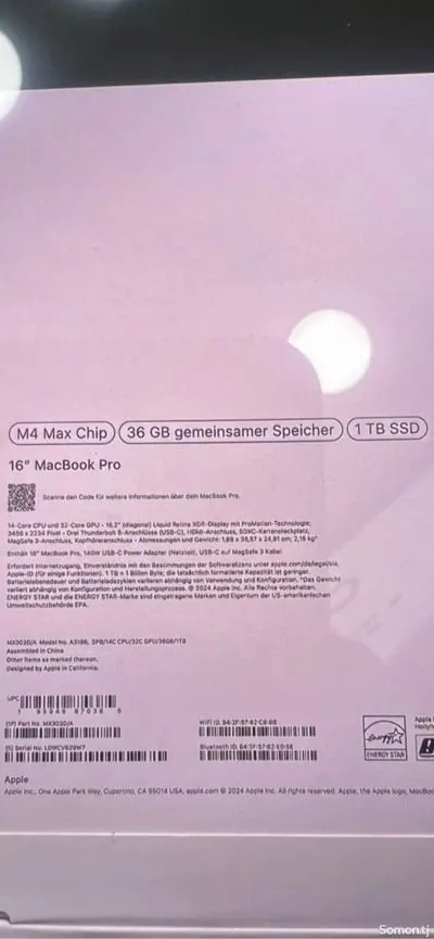 Ноутбук Apple Macbook pro 16 36/1tb
