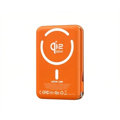 Повербанк Green Lion WELLINGTON 10000mAh Magsafe Power Bank PD 35W, оранжевый