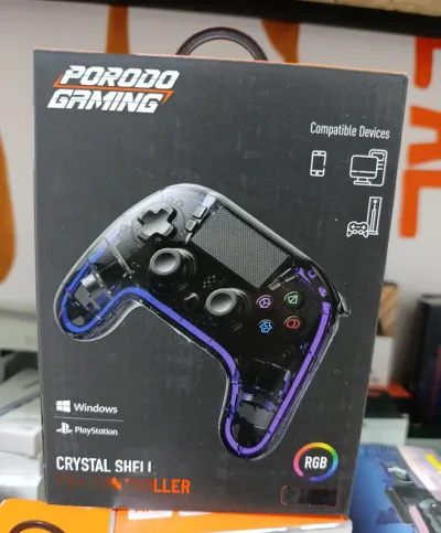 Геймпад Porodo Gaming Crystal Shell PS4 Gamepad Transparent Controller, черный