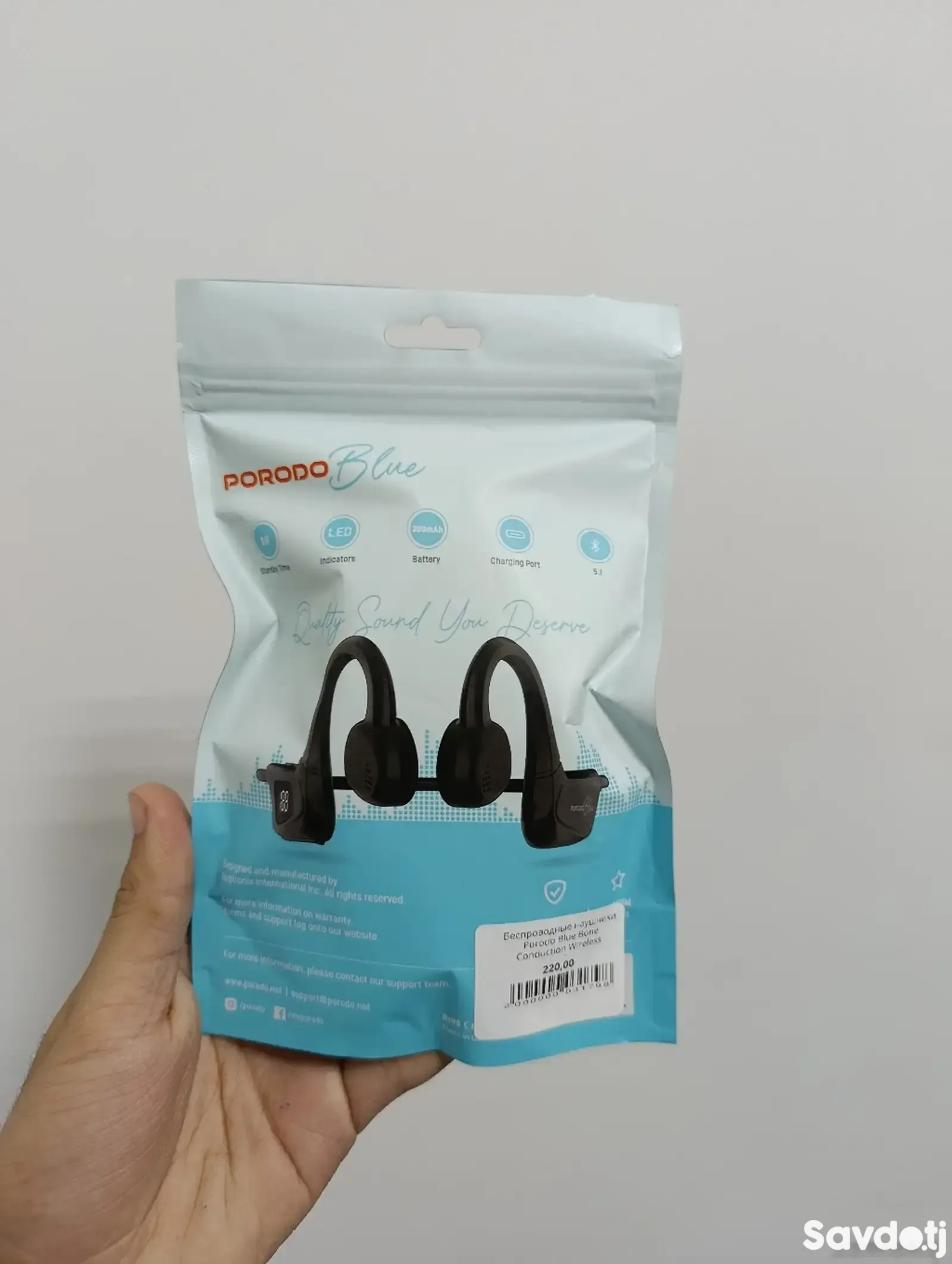 Беспроводные наушники Porodo Blue Bone Conduction Wireless Headset