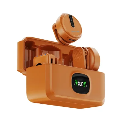 Беспроводной микрофон Green Lion GLM-Wireless Mic Lit with Type-C & Lightning Cable & 3.5mm Camera Aux , оранжевый