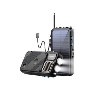 Портативный солнечный повербанк Powerology 16000mAh Solar Power Bank with FM Radio Speaker and Lights