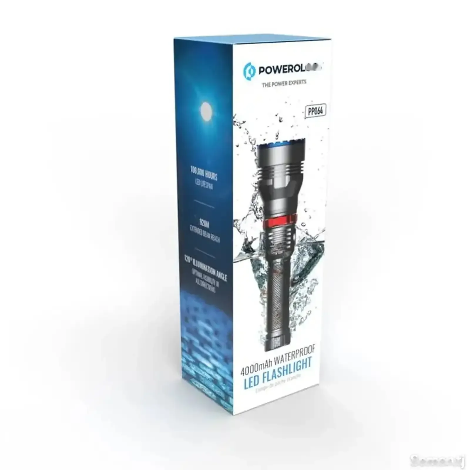 Фонарик Powerology 1000LM/900M Rechargeable LED Flash Light черный