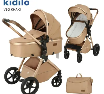 Детская коляска с большой сумкой и матрасом Kidilo V8 трансформер 2 в 1