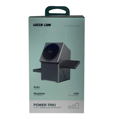 Беспроводное зарядное устройство Green Lion Power Trio 3  In 1 Wireless Charger серый