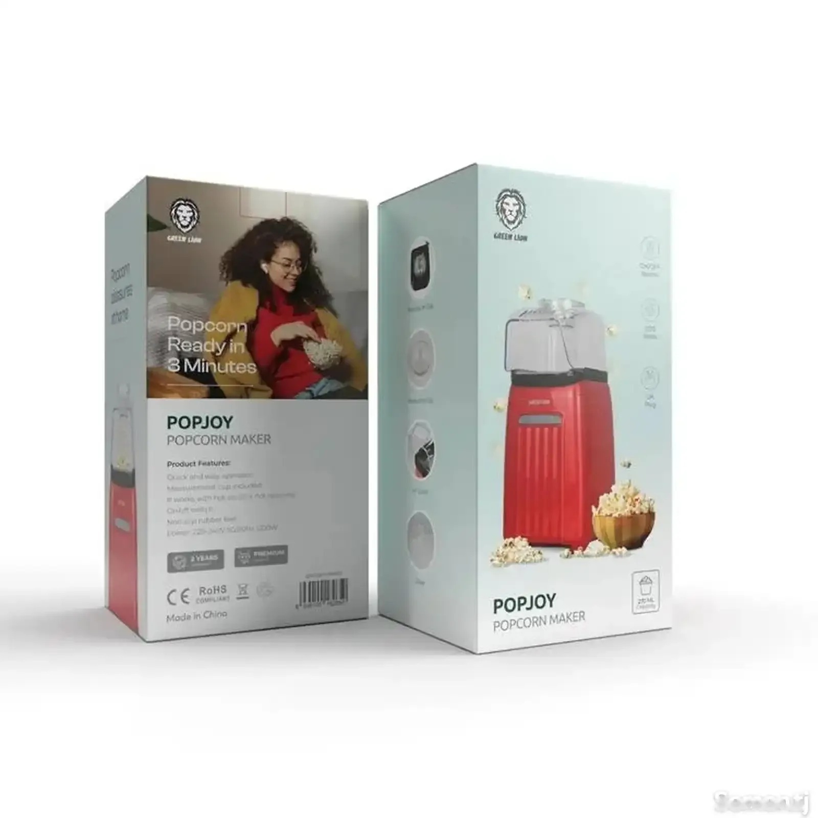 Винтажная попкорница Green Lion PopJoy Pop Corn Maker 1200W 270ML красный