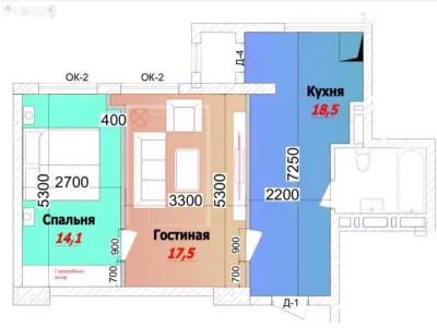 2-комн. квартира, 4 этаж, 56м², Опера балет