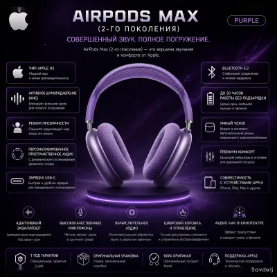 Наушники Apple AirPods Max, 2-го поколения, Wireless Over-Ear USB-C Purple
