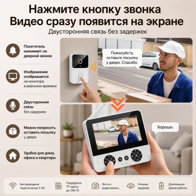 Беспроводной видеодомофон Yesido KM27 — миниатюра 2