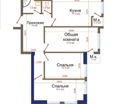 3-комн. квартира, 16 этаж, 86 м², Сомони