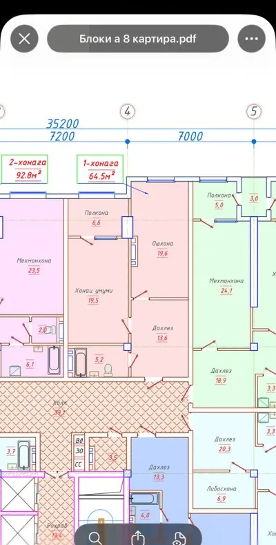2-комн. квартира, 15 этаж, 65 м², Сомони Ру ба руи Малика(Ашан)
