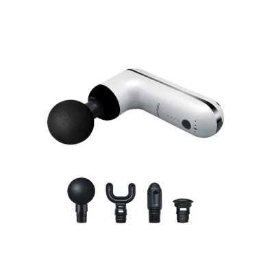 Ударный массажер Porodo Lifestyle Mini Massage Gun with 4 Head белый