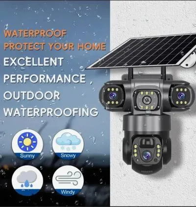 Камера видеонаблюдения уличная с 3 объективами