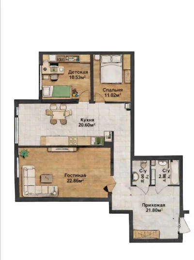2-комн. квартира, 15 этаж, 99 м², Исмоили Сомони