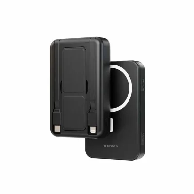 Повербанк Porodo 10000 mAh Magsafe Powerbank Attach with Type C and Lightning Cable черный