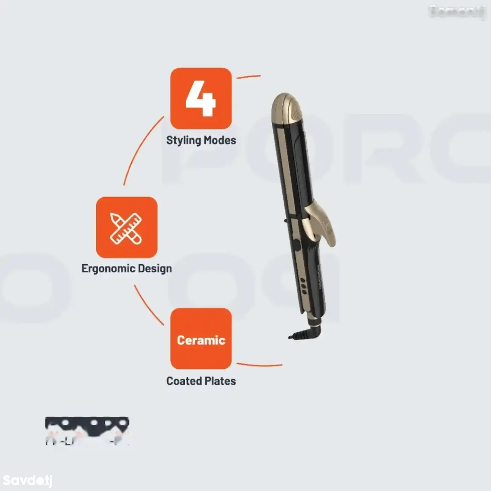 Многофункциональный утюжок для волос 4 в 1 Porodo Lifestyle 4 Style Hair Iron