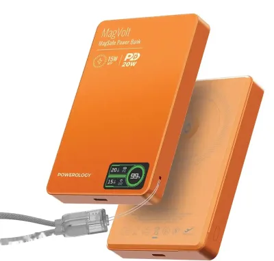 Внешний аккумулятор Powerology MagVolt 10000mAh Magnetic Power Bank, оранжевый