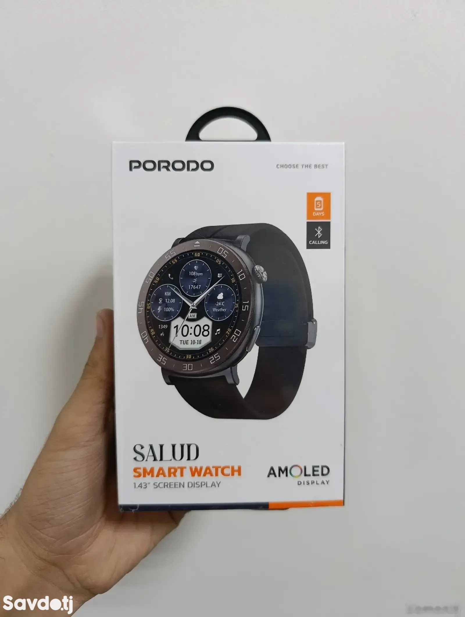 Умные часы Porodo Salud Smart Watch 1 43 Screen Display черный