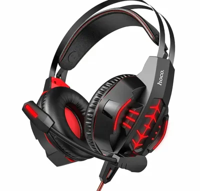 Проводные игровые наушники Hoco W102 красно-черные