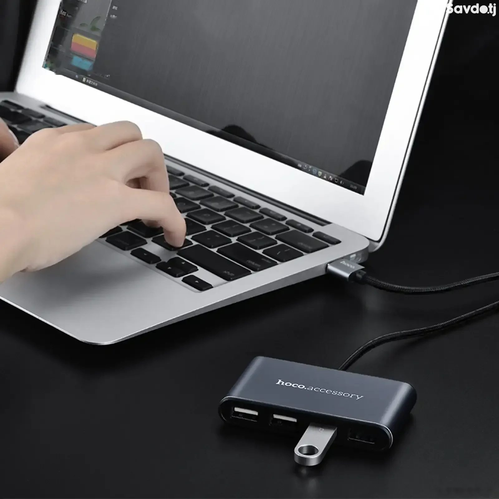 USB-концентратор Носo HB3 Type C to 4USB Silver серый