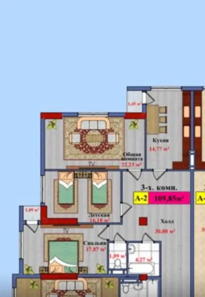 3-комн. квартира, 13 этаж, 110 м², Исмоили Cомони