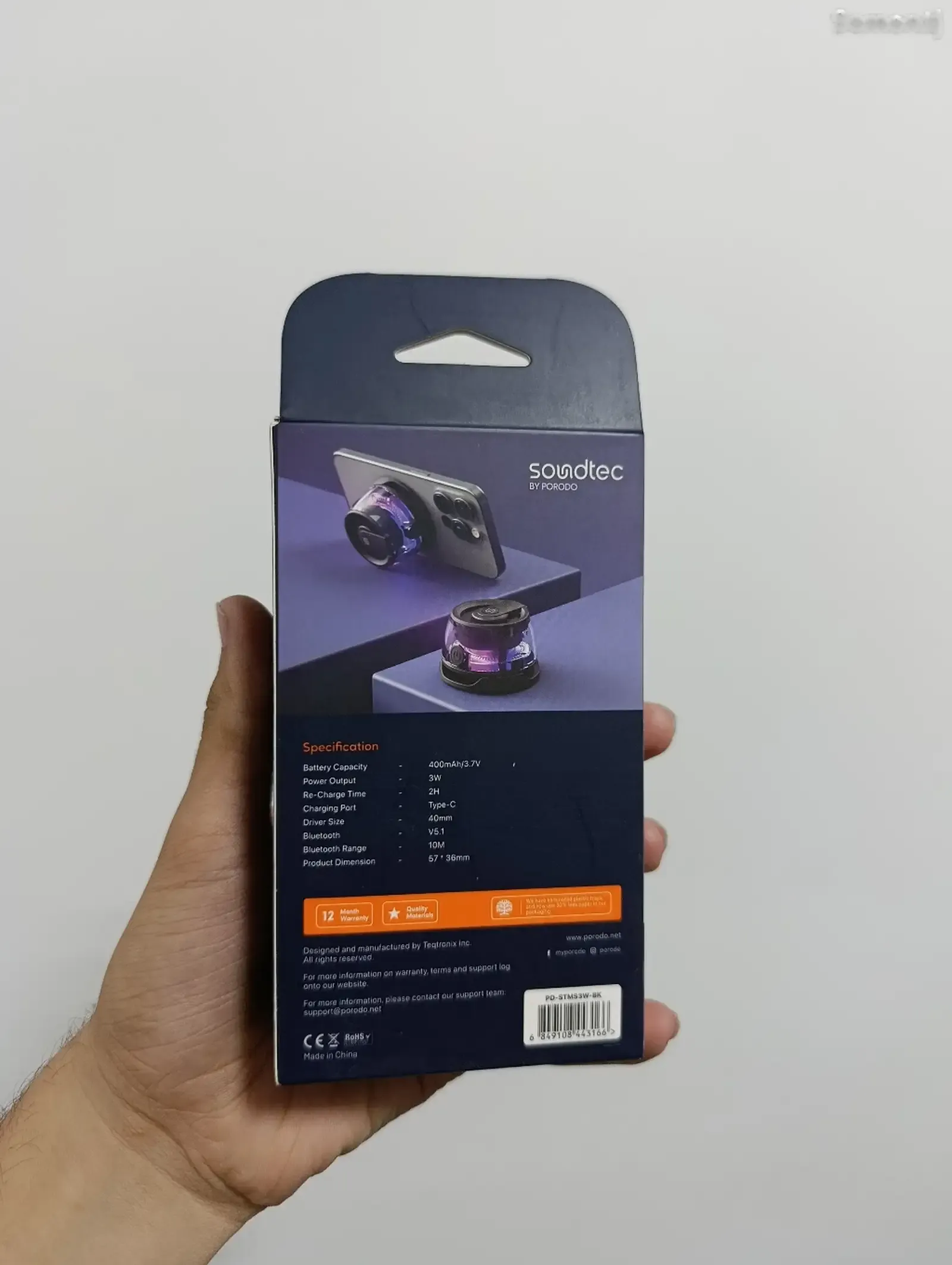 Магнитная колонка Porodo Soundtec Charme 3W с RGB-подсветкой